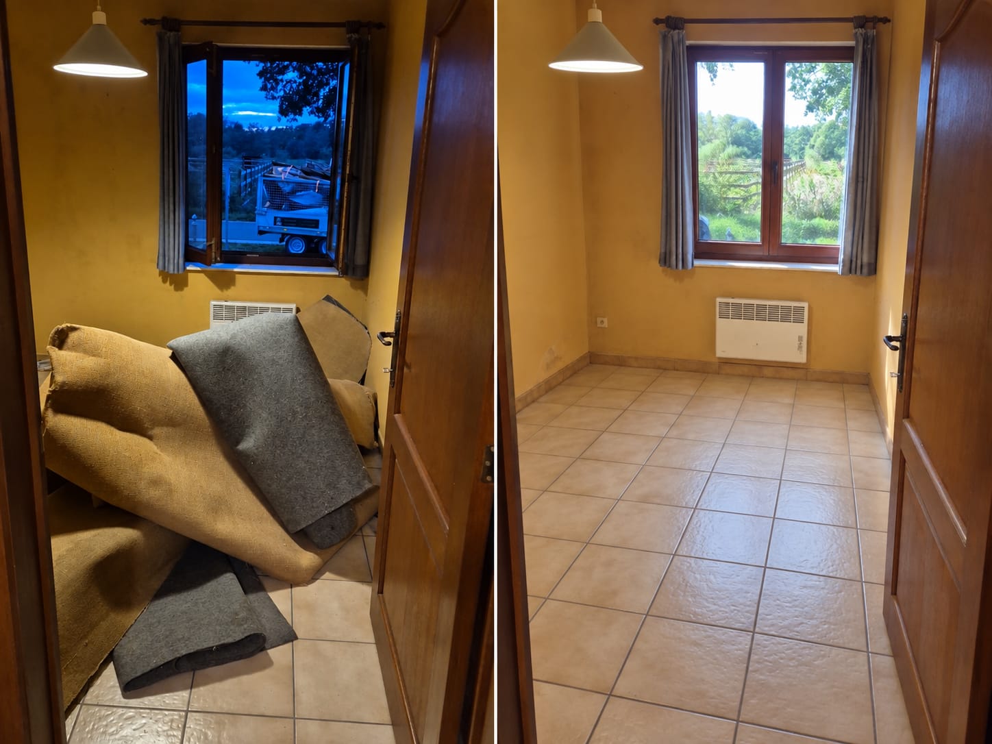 Leeghalen van een kamer.